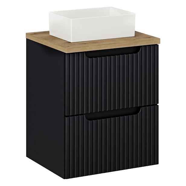 Comad Závěsná skříňka Nova Black Gaja I s deskou a umyvadlem 50 cm černá/dub evoke