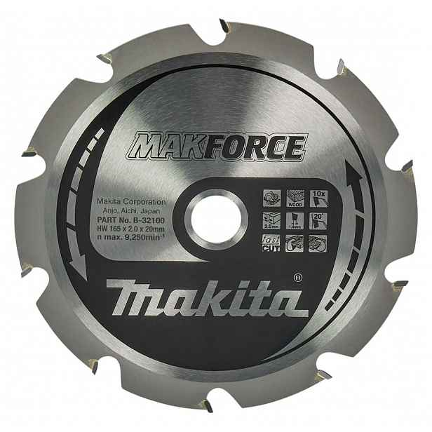 Makita - Pilový kotouč na dřevo, 165x20 mm, 10 zubů B-32100