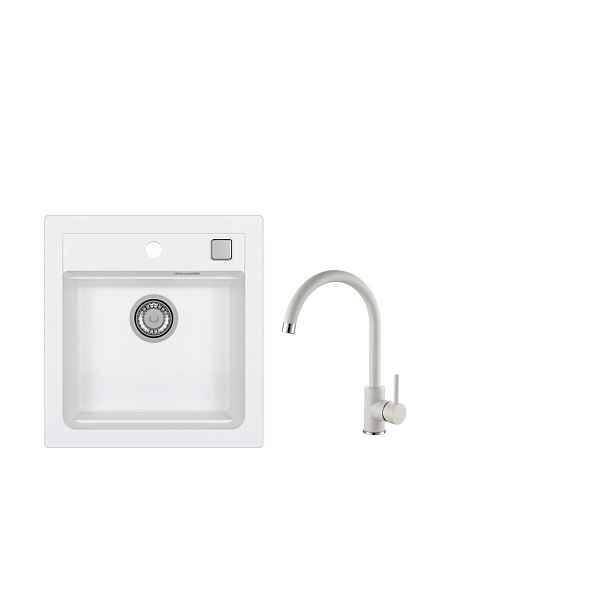 SET ALVEUS ATROX 20/11 + BATERIE ROXA 11- obdélníkový granitový bílý dřez 470x500x200 mm v setu s baterií