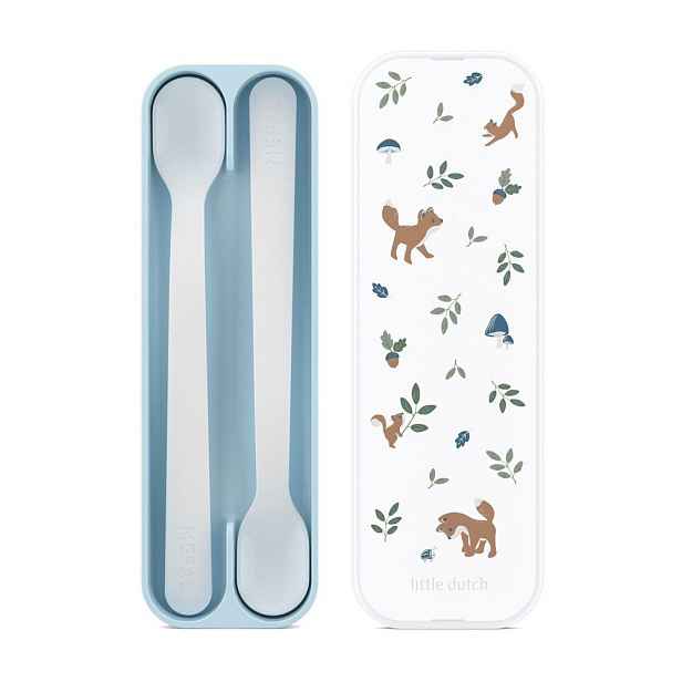 Světle modré plastové dětské lžičky v sadě 2 ks Forest Friends by Little Dutch – Mepal