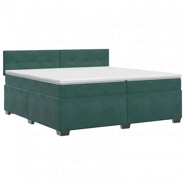 vidaXL Postel boxspring s matrací Tmavě zelená 200 x 200 cm Samet