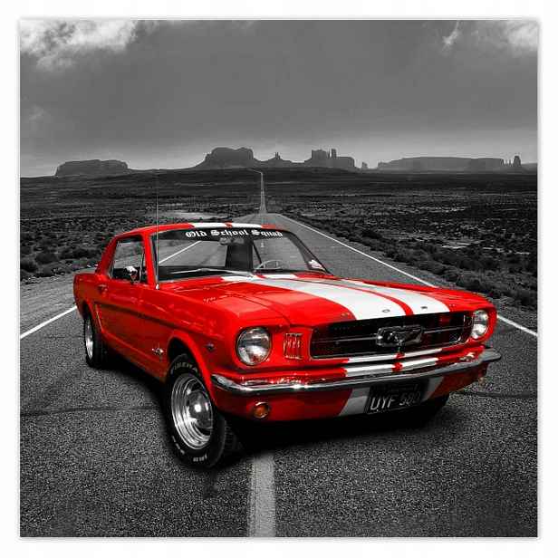 Plakáty 140x140 Červený Ford Mustang Usa