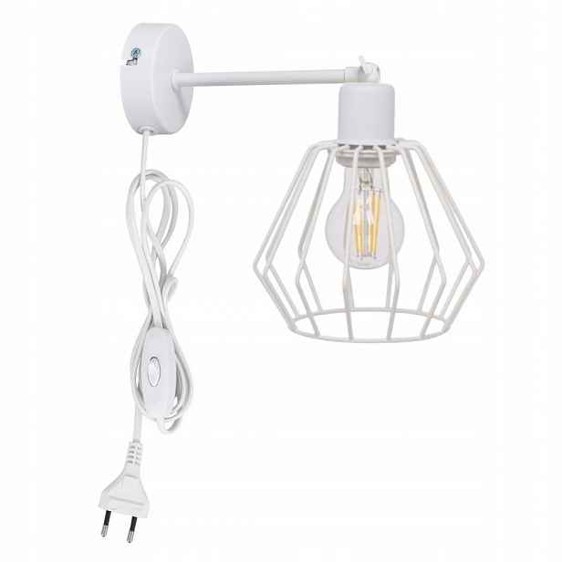 Kovové Nástěnné Svítidlo S Kloszem Ve Tvaru Diamantu Noční Lampa Nástěnné Svítidlo S Led Zdrojem A Zástrčkou
