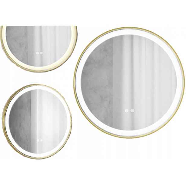 Kulaté podsvícené zrcadlo 80x80 energeticky úsporné Led zlaté Carina