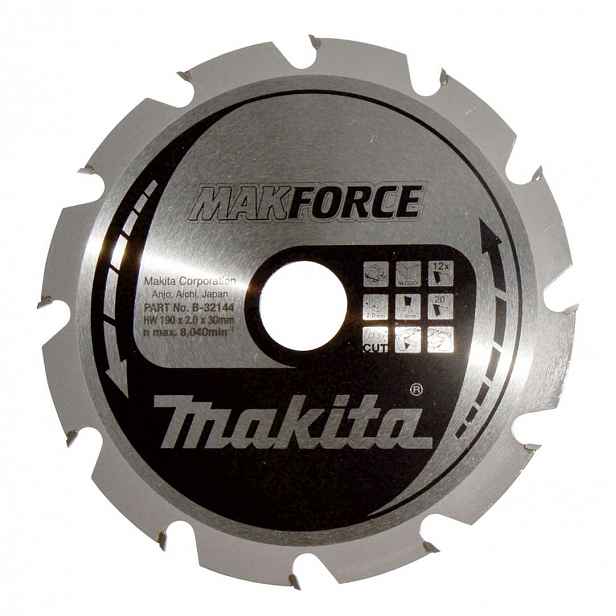Makita - Pilový kotouč na dřevo, 190x30 mm, 12 zubů B-32144