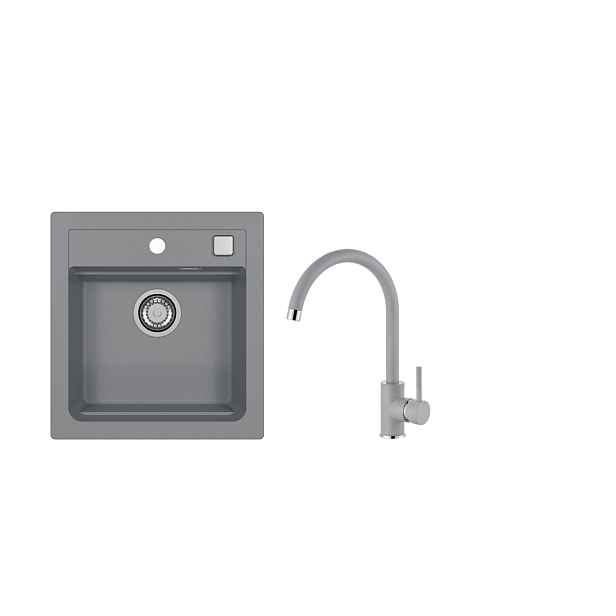 SET ALVEUS ATROX 20/81 + BATERIE ROXA 81 - obdélníkový granitový beton dřez 470x500x200 mm v setu s baterií