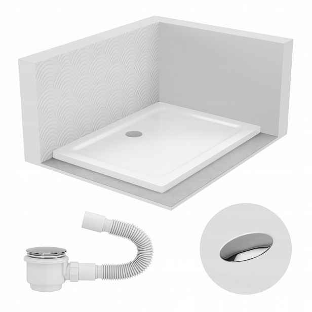 Sprchová vanička obdélníková 70x100 Slim nízká 5 cm bílý sifon