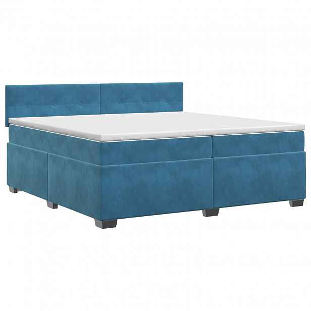 vidaXL Postel boxspring s matrací Tmavě modrá 200 x 200 cm Samet