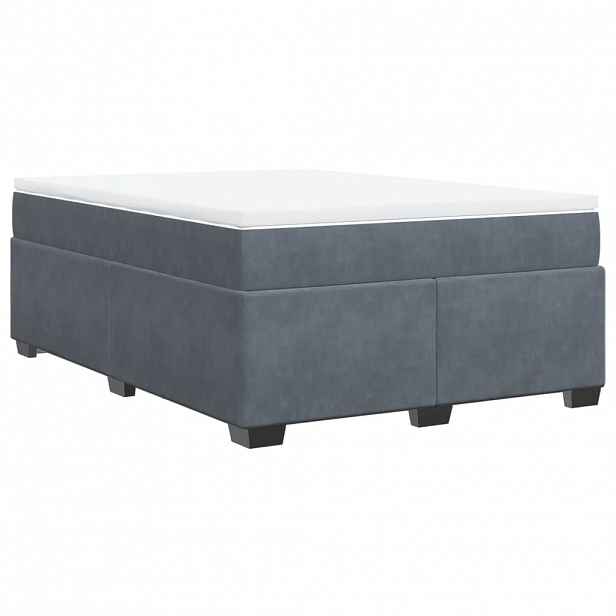 vidaXL Box spring postel s matrací tmavě šedý 140 x 190 cm samet