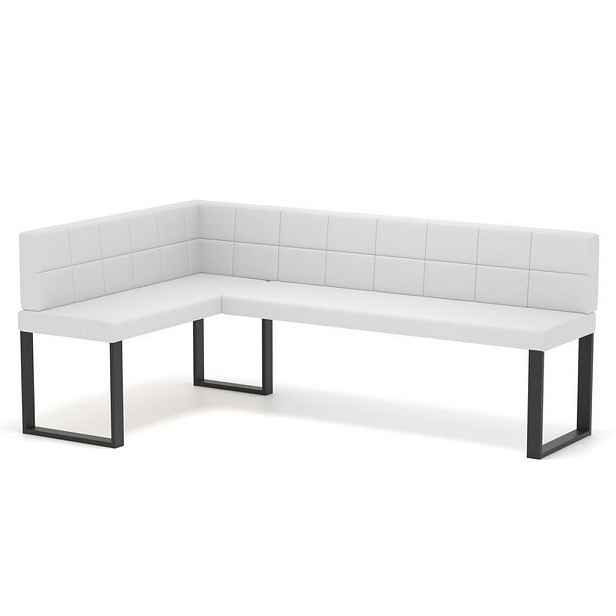 Idohome ROHOVÁ LAVICE SANA U levá ekokůže prošívaná, 128/168 cm, bílá