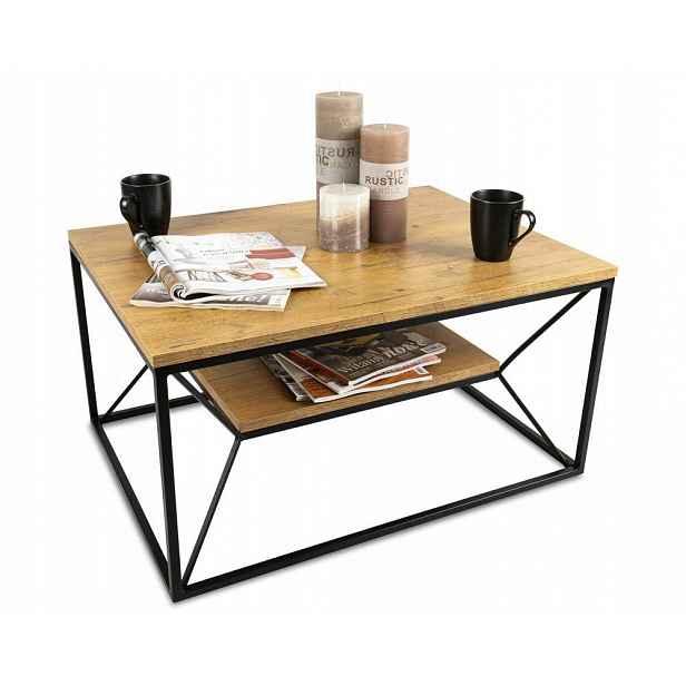 Konferenční stolek do obývacího pokoje 80x60 cm s policí Loft