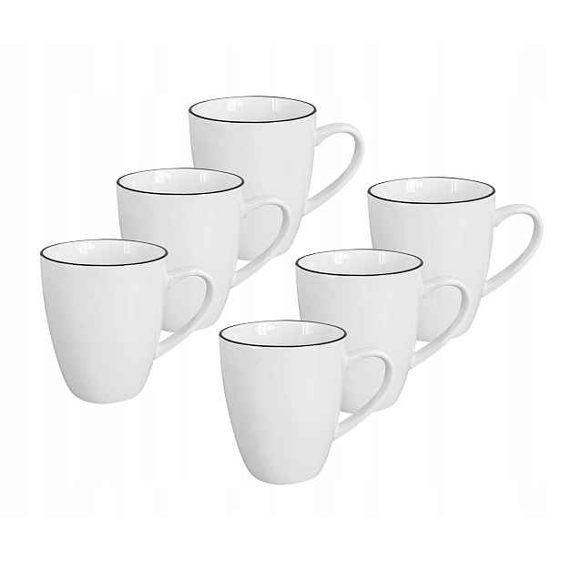 Set 6 ks Hrnek Alba Black, 350 ml, černá linka