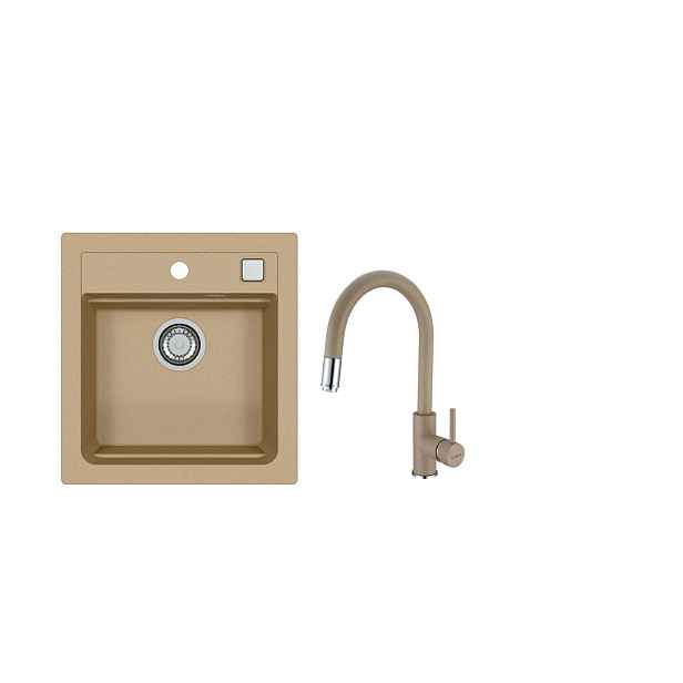 SET ALVEUS ATROX 20/55 + BATERIE DELOS 55 - obdélníkový granitový béžový dřez 470x500x200 mm v setu s baterií