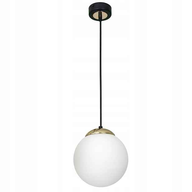 Závěsná lampa skleněná koule stínidlo bílá zlatá obývací pokoj
