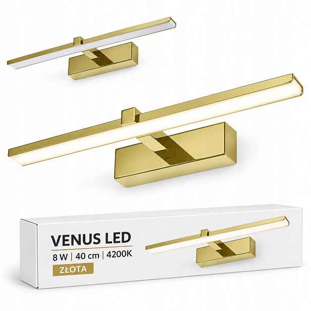 Zlatá lampa Venus 8W 40 cm Led do interiéru na zeď 580lm 4200K IP44 obývací pokoj