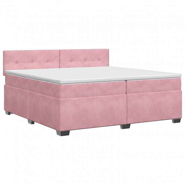 vidaXL Postel boxspring s matrací s čelo Růžová 200 x 200 cm Samet