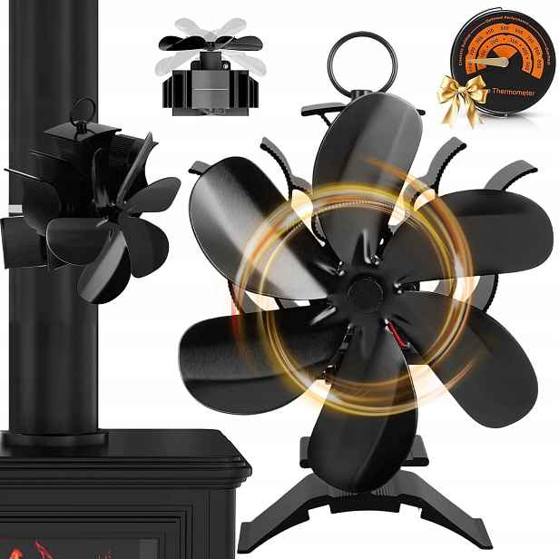 6-LOPATKOVÝ Termoelektrický Krbový Ventilátor Napájený Teplem, Tichý