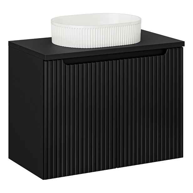 Comad Závěsná skříňka Nova Black I s deskou a umyvadlem 80 cm černá/bílá