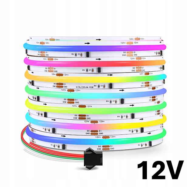 Digitální Led pásek Cob Magic Pixel Wled WS2811 Rgbic 720 LED/m 12V IP20 5m