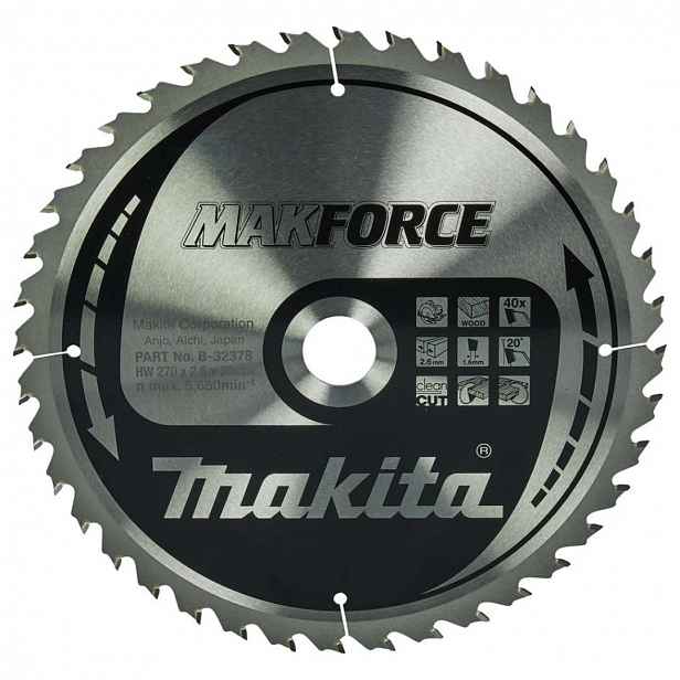 Makita - Pilový kotouč na dřevo, 270x30 mm, 40 zubů B-32378