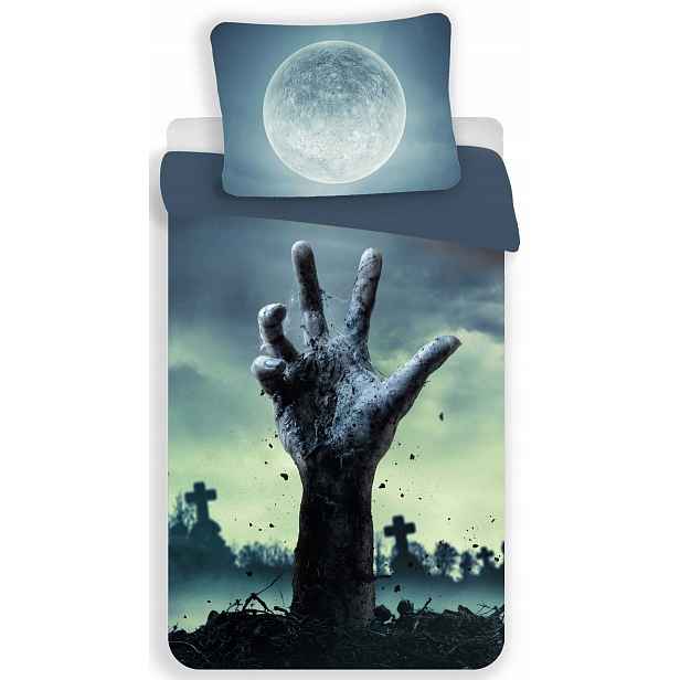 Povlečení Zombie Hřbitov Měsíc Halloween Kříže Mrtvola Povlečení 3D 140x200