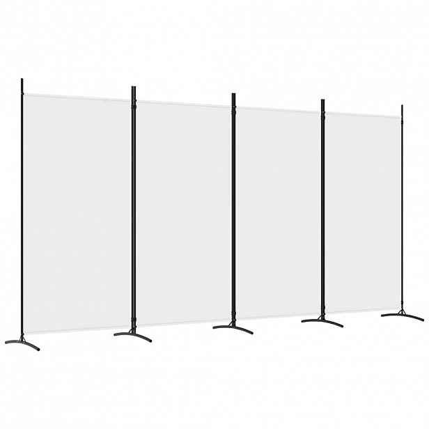 vidaXL 4dílný paraván bílý 346x180 cm textil