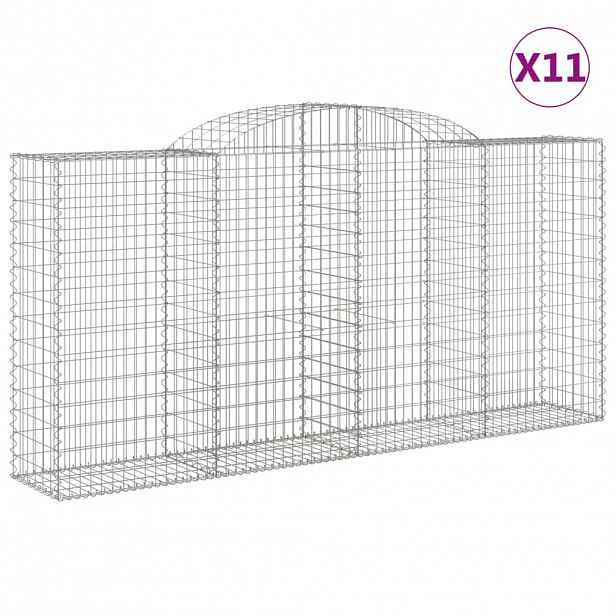 vidaXL Klenuté gabionové koše 11ks 300x50x140/160cm pozinkované železo