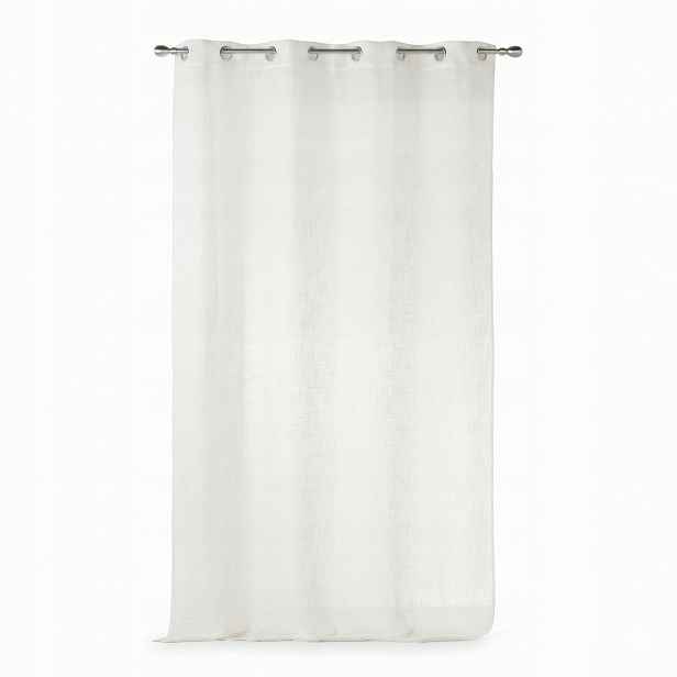 Záclona Na Průchodkách Polyester 140 X 280 CM Efekt Lnu, Bílá