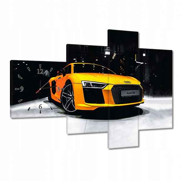 Hodiny 100x70 Žluté Audi R8