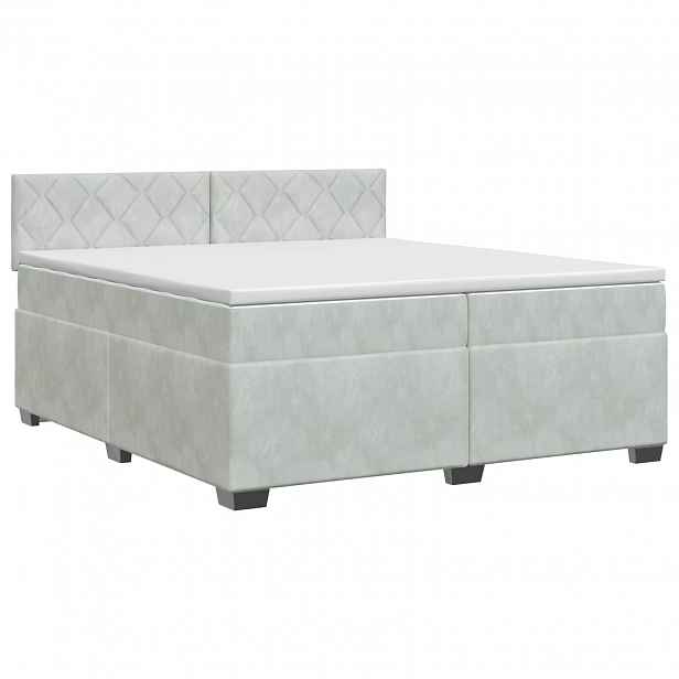 vidaXL Postel boxspring s matrací Světle šedá 200 x 200 cm Samet