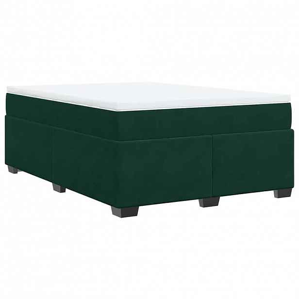 vidaXL Box spring postel s matrací tmavě zelená 140x190 cm samet