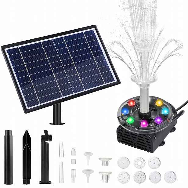 Fontána Do Jezírka 3000mAH 230L/H S Led Vodní Zahradní Pumpou