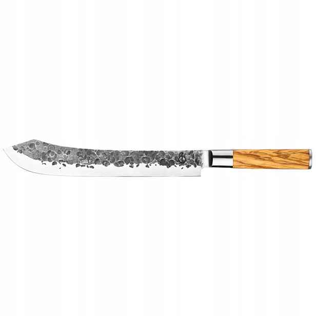 Forged Olive Řeznický nůž z japonské oceli 440C, délka čepele 255 mm