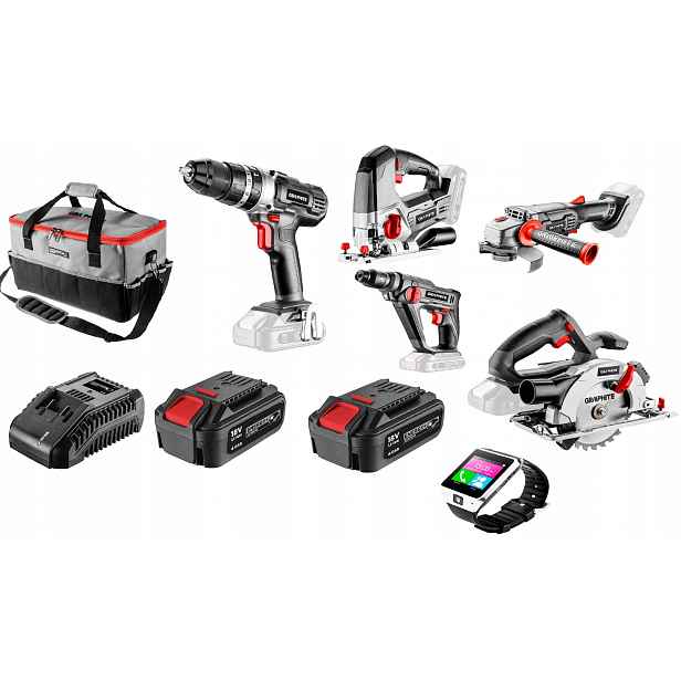 Graphite Sada Elektrického Nářadí 18V 2X4,0Ah Bruska Pila Baterie