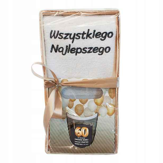 Dárková sada Hrnek Ručník k 60. narozeninám (bílý)
