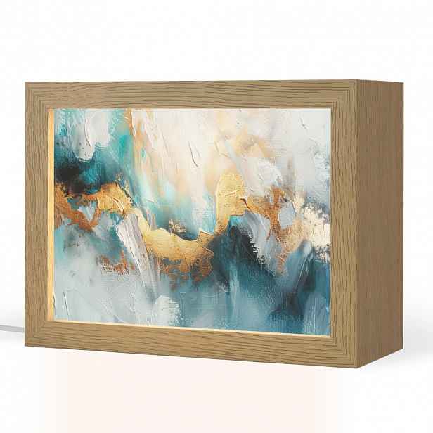 OnlyWow STOLNÍ LAMPA Abstraktní - umění - zlatá - modrá 20x15 cm