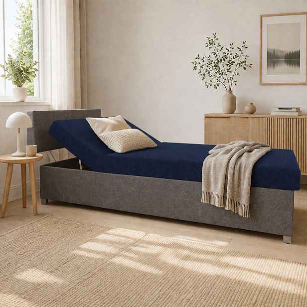 Polohovací válenda s úložným prostorem 110x200 ORNOVA - modrá / šedá