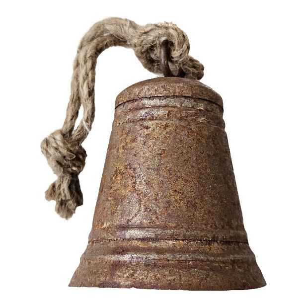 Rezavý antik plechový zvonek se šňůrkou M - Ø 10 *13 / 25 cm Sommerfield