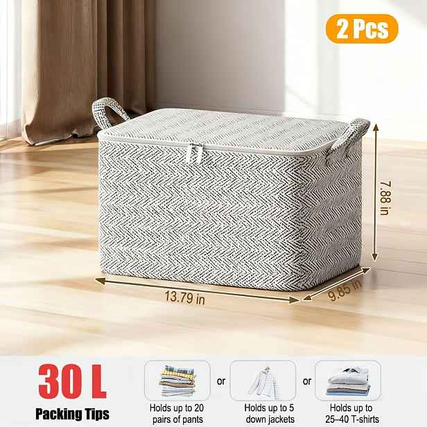 TEMU 2 ks Skládací úložné boxy s velkým objemem 30 litrů s krytými úložnými koši, vhodné pro uložení pod postele, do šatníků a při stěhování –