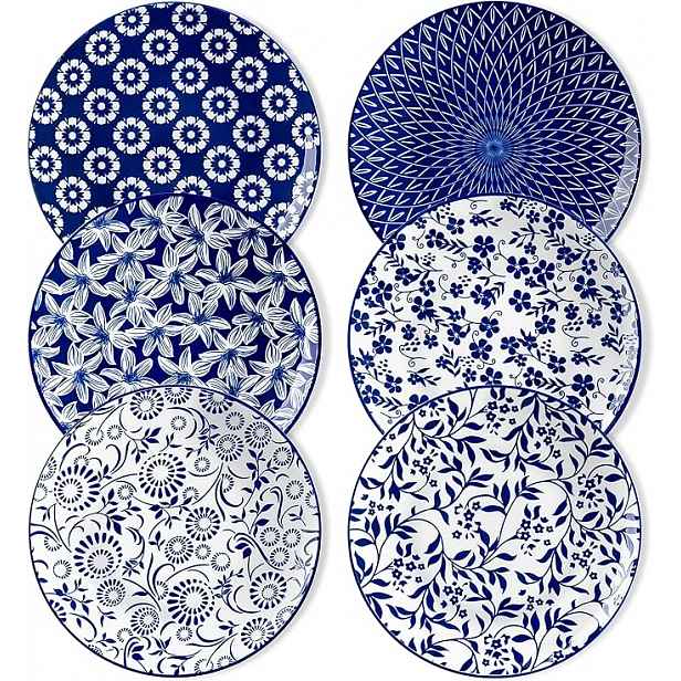 Vancasso Selene Sada 6 jídelních talířů 21 cm, modré, porcelánové, R25