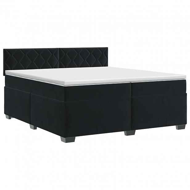 vidaXL Postel boxspring s matrací s čelo Černá 200 x 200 cm Samet