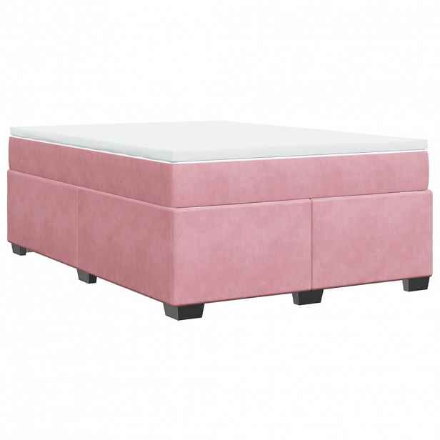 vidaXL Box spring postel s matrací růžová 140x190 cm samet