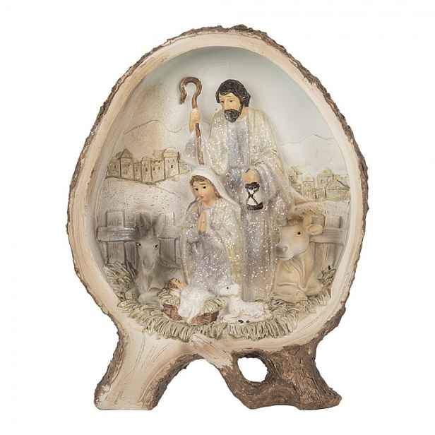 Béžová vánoční dekorace Betlém Svatá rodina - 14*5*19 cm Clayre & Eef