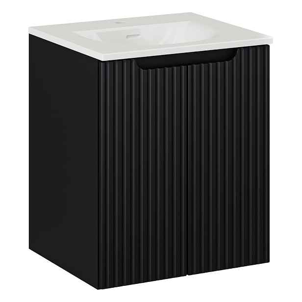 Comad Závěsná skříňka Nova Black II se zápustným umyvadlem 50 cm černá/bílá