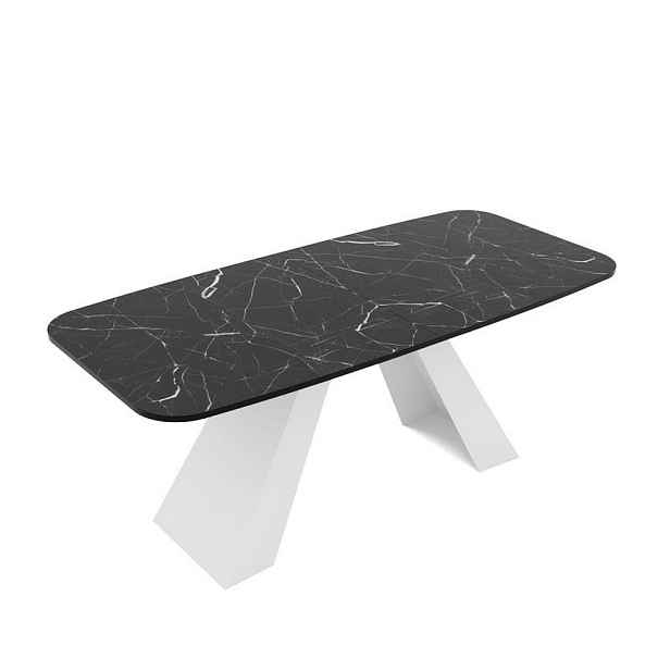 Idohome JÍDELNÍ STŮL ZENITH rozkládací 160/90/76 cm s kovovou podnoží, bílý / šedý