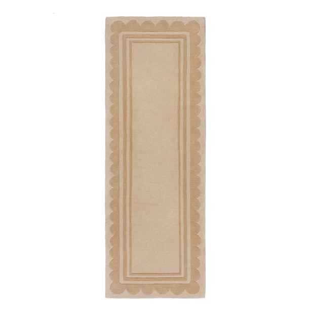 Ručně tkaný vlněný běhoun v přírodní barvě 80x230 cm Lois Scallop – Flair Rugs