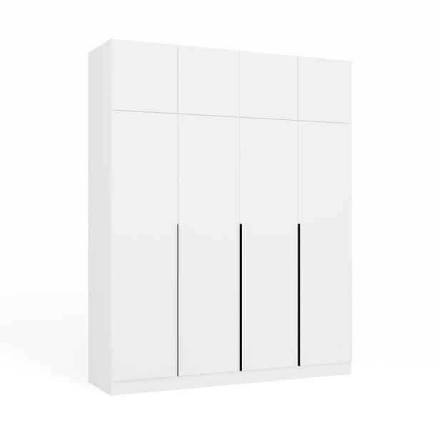 TP Living Šatní skříň s nástavcem Senso 4D 200 cm bílá/černá