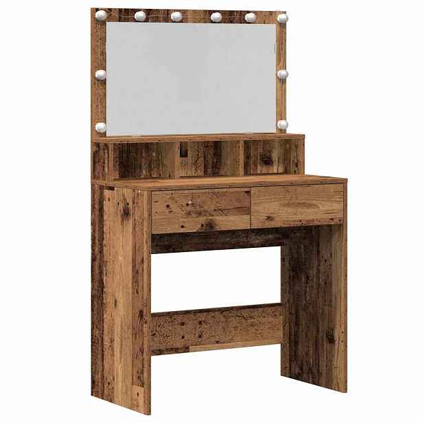 vidaXL Kosmetický stůl Staré dřevo 80 x 41 x 134,5 cm Kompozitní dřevo