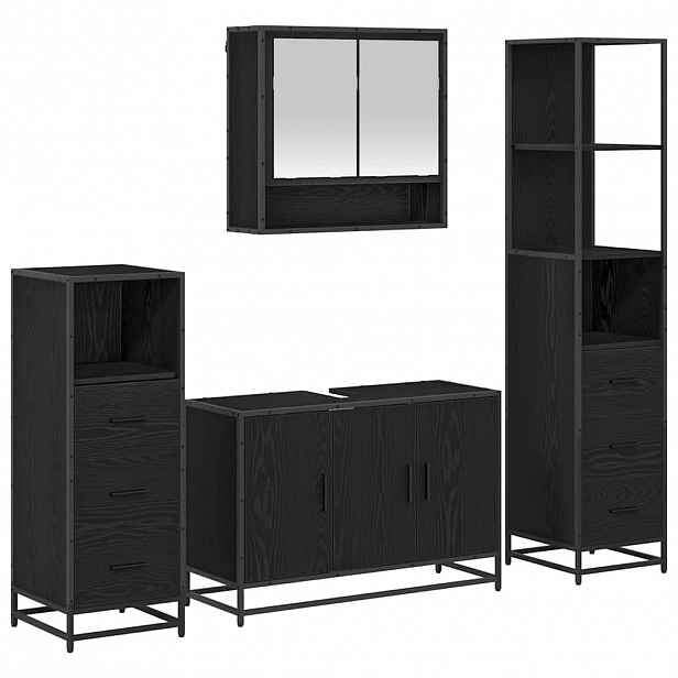 vidaXL Sada koupelnového nábytku 4 ks Černý dub 90 x 33 x 60 cm