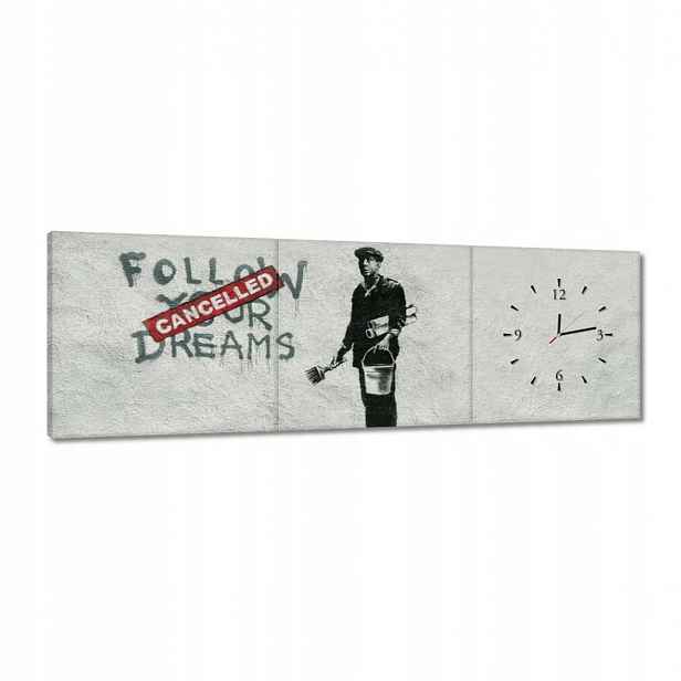 Hodiny 120x40 Banksy Follow Your Dreams